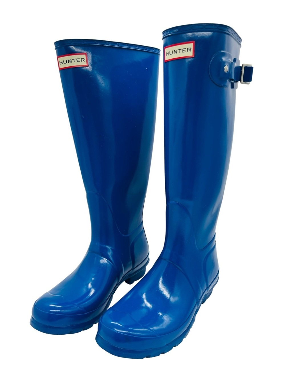 Hunter Women’s Tall Glossy Royal Blue Rain Boots Size 7